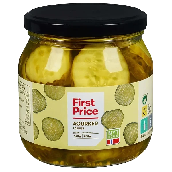 Agurker i skiver 490g First Price