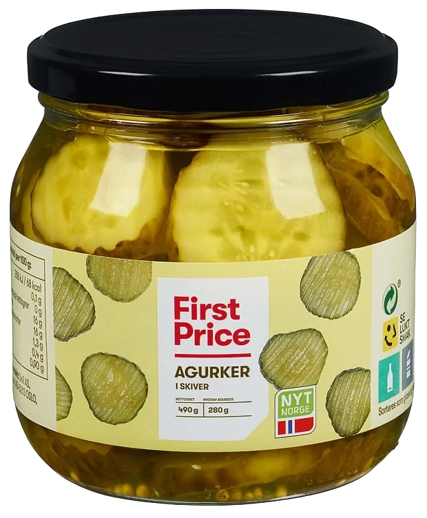 Agurker i skiver 490g First Price