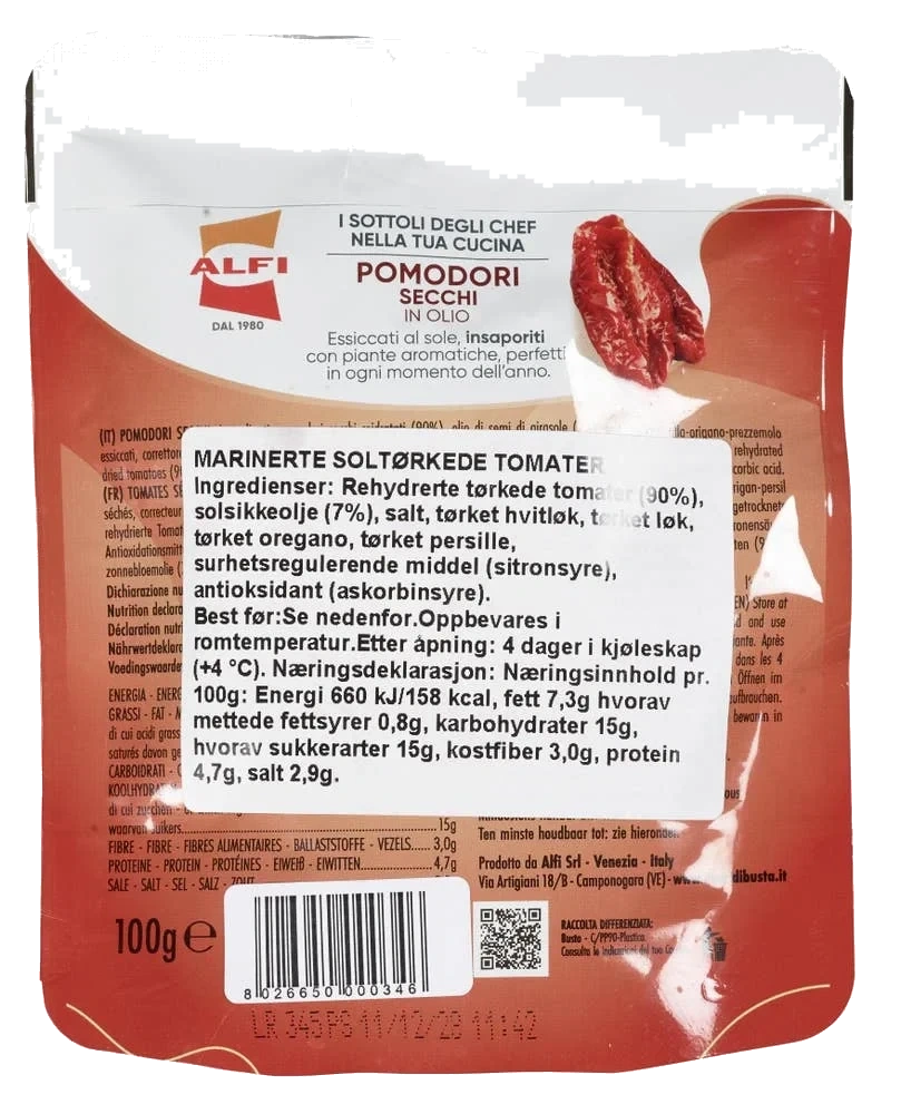 Soltørkede tomater i olje