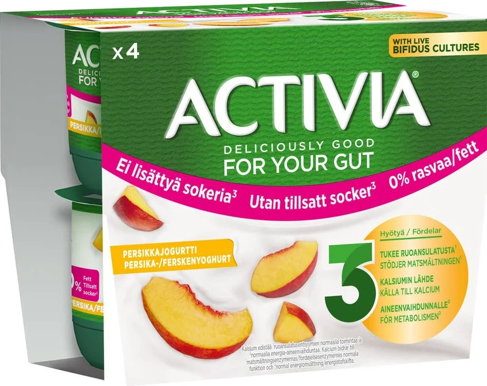Persikayoghurt Utan Tillsatt Socker 0% 4-p