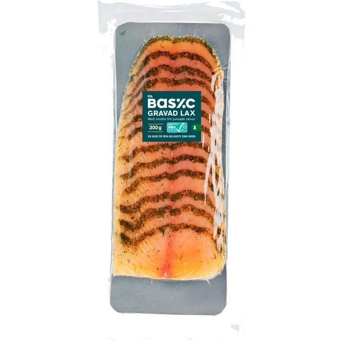 Lax Gravad Skivad Upptinad 300g ICA Basic