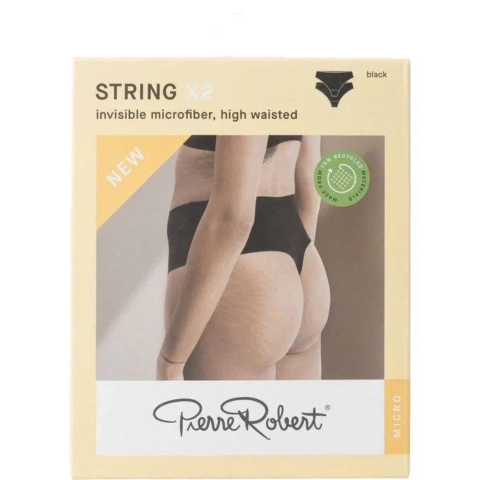 Stringtrosor Hög Midja Svart Stl. XL 2-pack