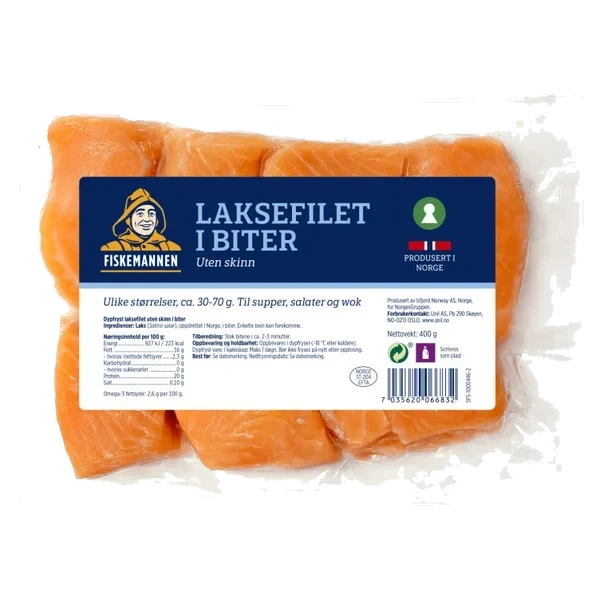 Laksefilet i Biter 400g Fiskemannen