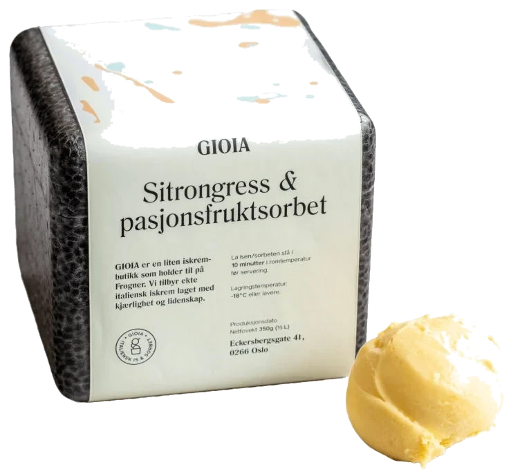 GIOIA Sitrongress & Pasjonsfruktsorbet 0.5L
