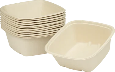 Skål Cube Firkant Bagasse Brun1200ml