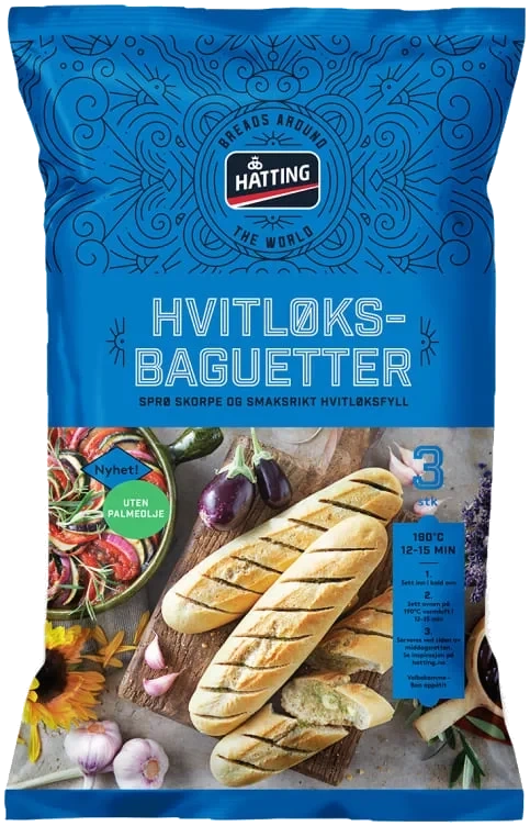 Hvitløksbaguetter 175gx3stk Hatting