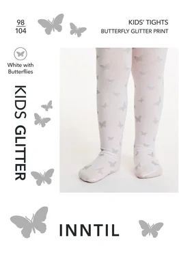 Kids' Tights, 70 den, White With Glitter Print, 98-104