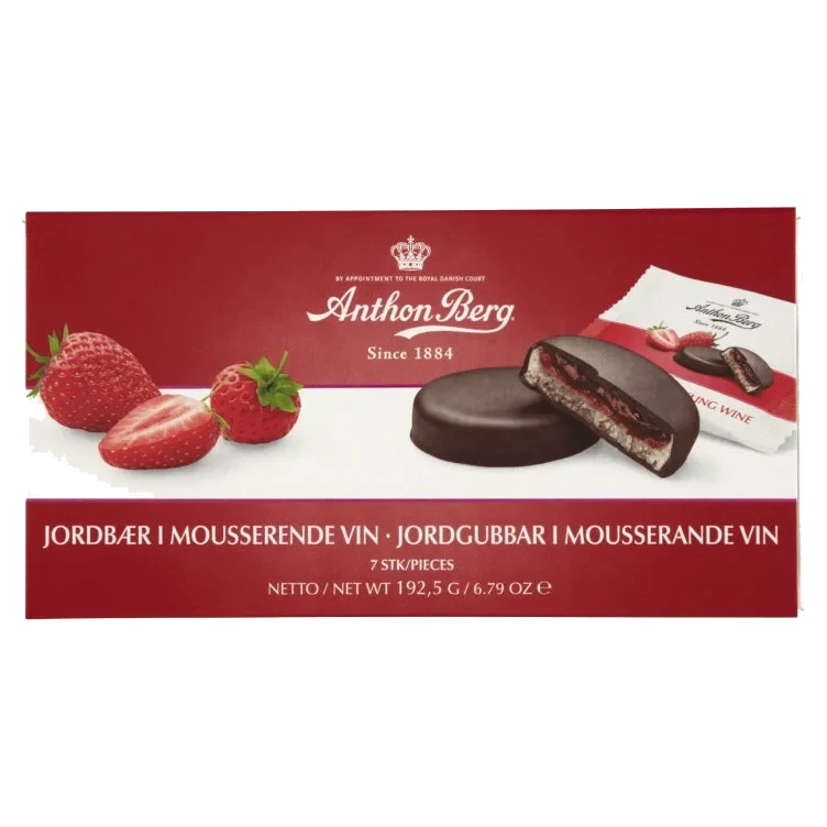 Jordbær i Vin 220g Toms