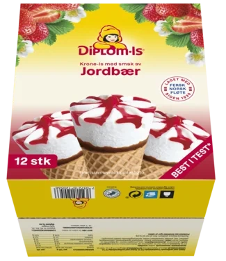 Krone-is Jordbær 12stk Diplom-is
