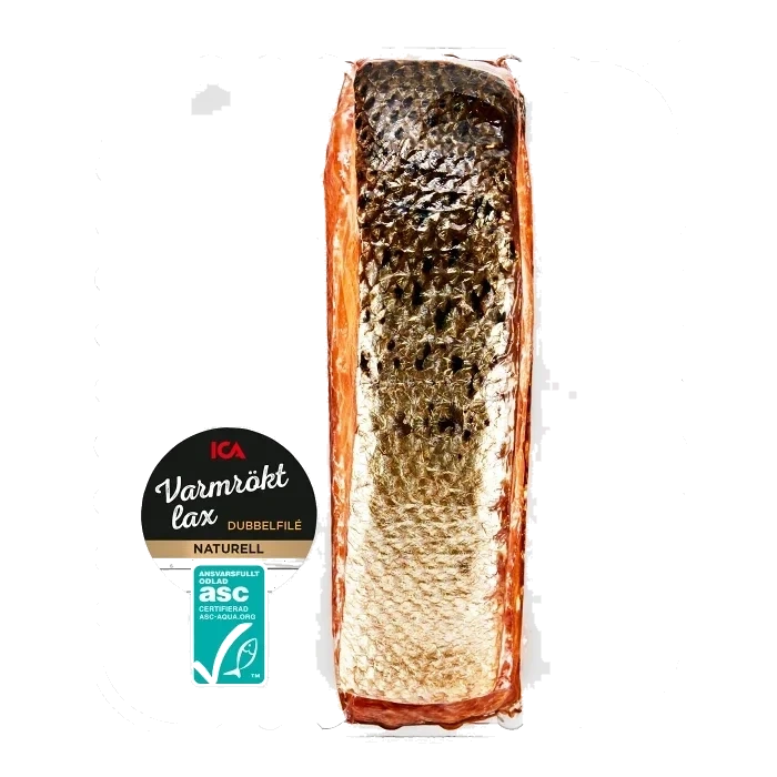 Lax Färsk Varmrökt Dubbelfilé ca 300g Miljömärkt ICA