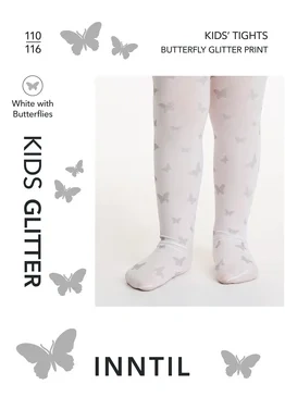 Kids' Tights, 70 den, White With Glitter Print, 110-116