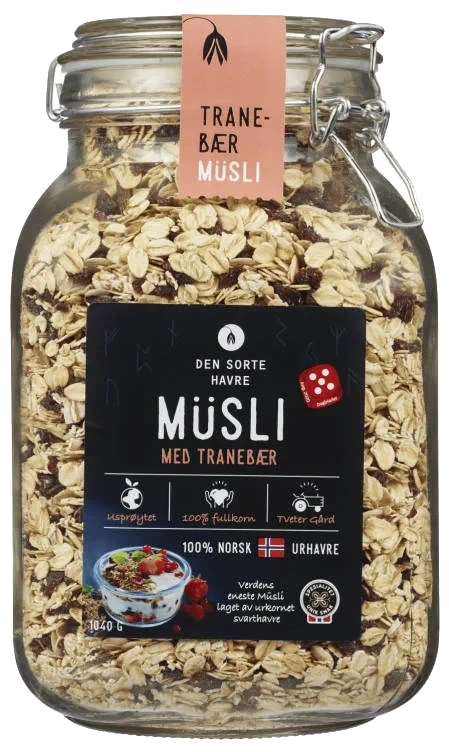 Musli m/Tranebær 1,04kg Den Sorte Havre