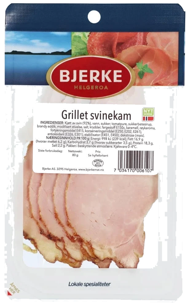 Grillet svinekam i skiver