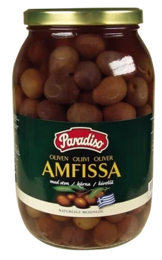 Oliven Gourm Amfissa Sort m/Sten 2x2kg