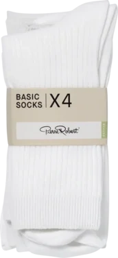 Basic Socks X4 White Rib 37-40