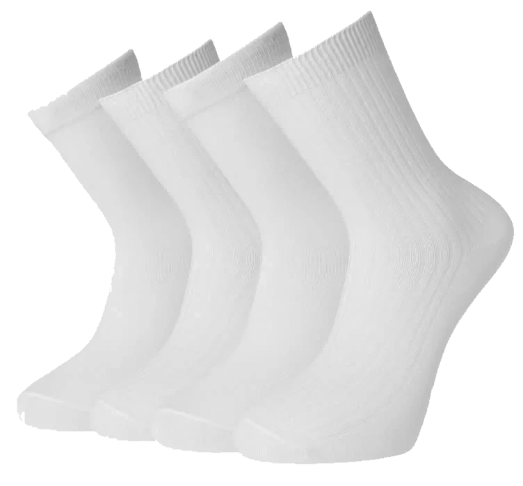 Basic Socks X4 White Rib 37-40
