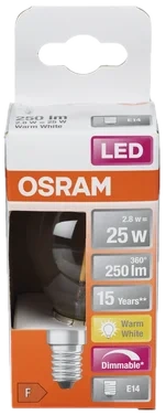 Lyspære Led Cl P 25 Klar Dim E14 Osram