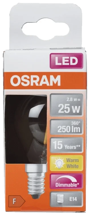 Lyspære Led Cl P 25 Klar Dim E14 Osram
