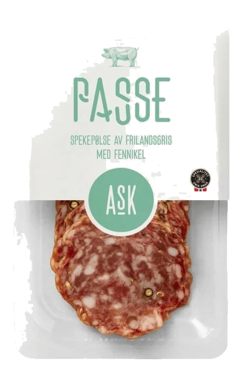 Passe Skivet Fennikel Salami med Grønn Pepper Fra Ask