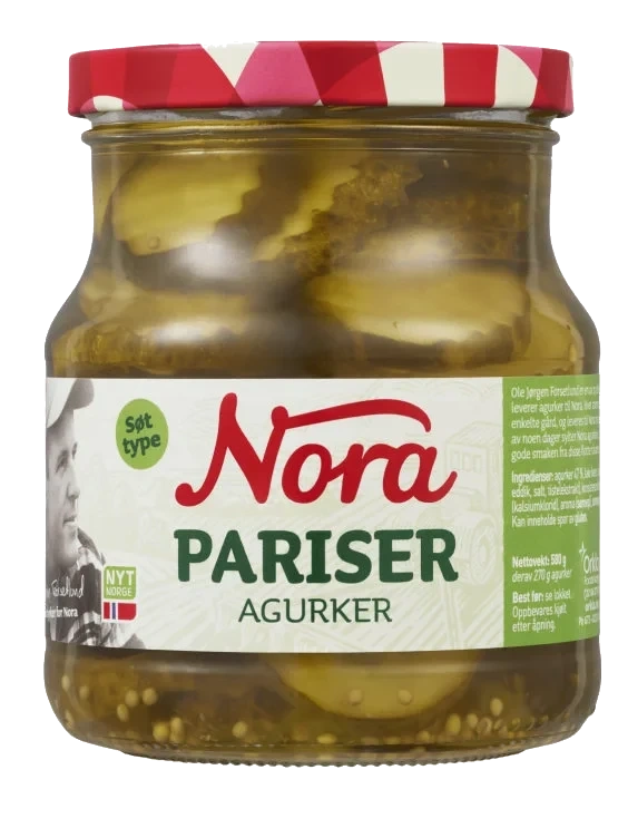 Pariseragurker Skivede 580g Nora