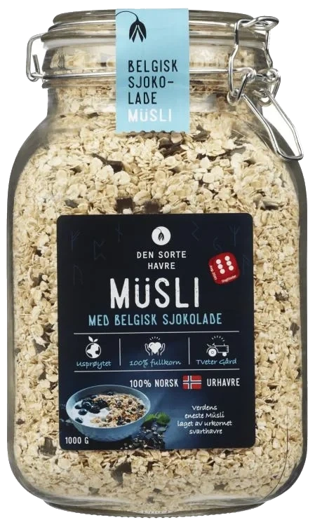Musli m/Sjokolade 1kg Den Sorte Havre