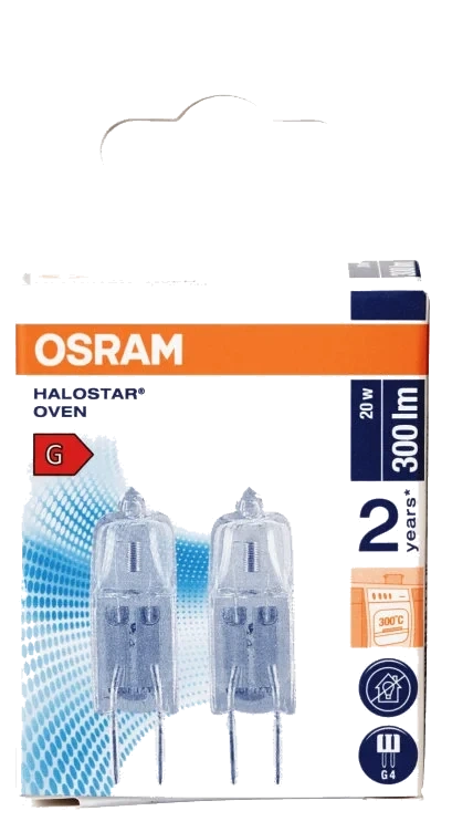 Lyspære Stekeovn 20w 12v G4 2pk Osram