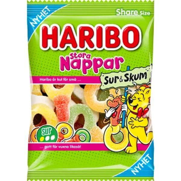 Haribo Stora Nappar Sur & Skum 150g
