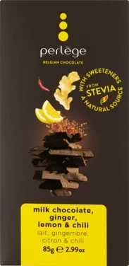 Perlege Melkesjokolade Ingefær & Sitron og Chili Aroma med Søtningsmidler 85 g
