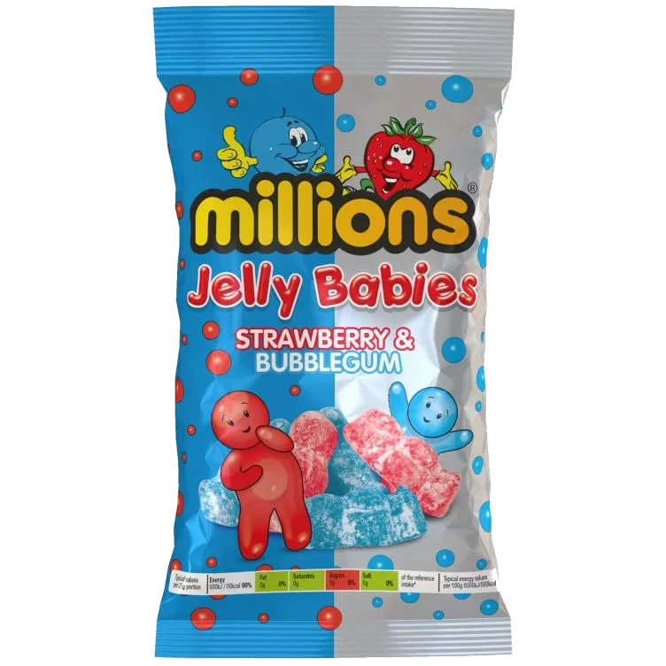 Millions Jelly Babies Strawberry&Bubblegum 190g