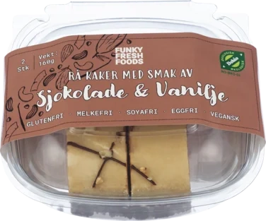 2pk Rå Kake, Sjokolade og Vanilje 160g Vegansk, Glutenfri, Økologisk