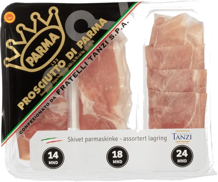 Parmaskinke 14.18 og 24mnd 120g Tanzi