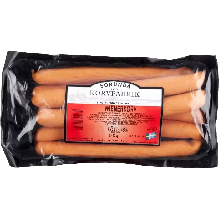 Wienerkorv 78% Kötthalt 400g Sorunda Korvfabrik