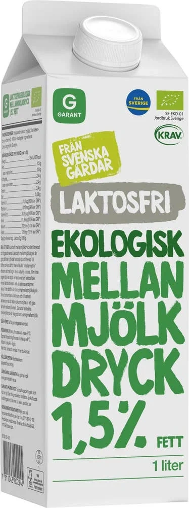 Mellan Mjölkdryck Laktosfri 1,5% EKO/KRAV