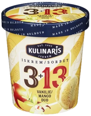 #3+13 Vanilje/mango Duo 0.5 l Kulinaris