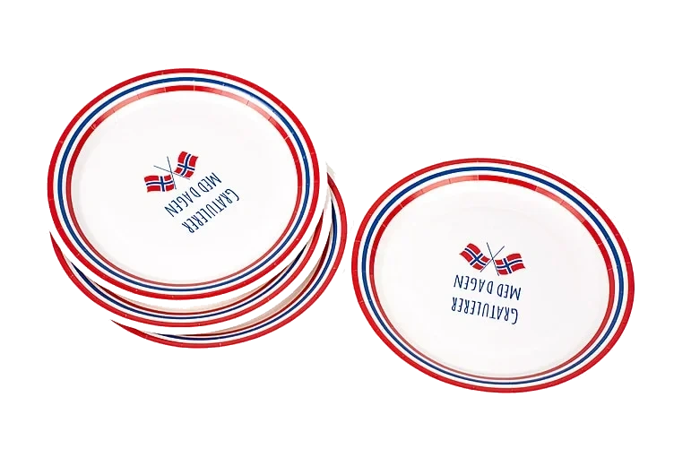 Papptallerken 17.Mai Dekor 6stk