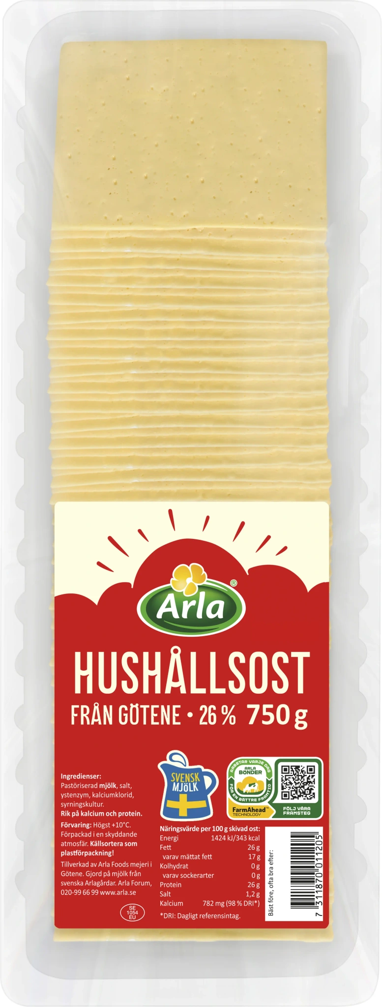 Götene Hushållsost skivad ost 26%
