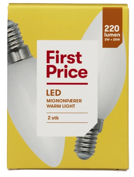 Lyspære Led Mignon 2w 2stk First Price