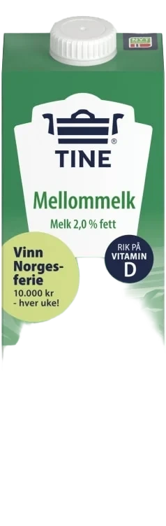Mellommelk Melk 2% Fett 1l Tine