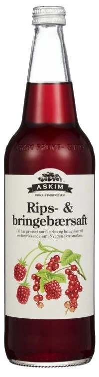 Rips- & Bringebærsaft 0,7l Fl Askim Frukt – og Bærpresseri