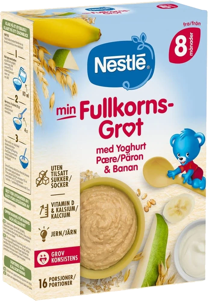 Fullkornsgröt med Yoghurt, Päron & Banan 8M