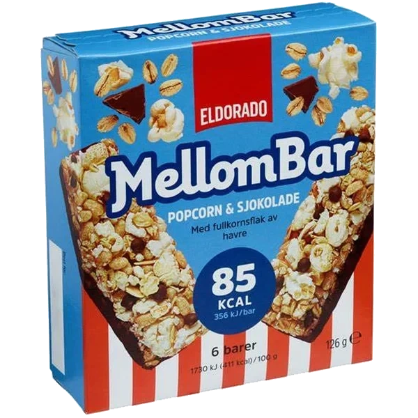 Mellombar Popcorn&sjokolade 126g Eldorado