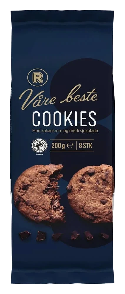 Cookies med kakaokrem og mørk sjokolade