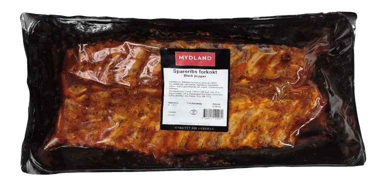 Spareribs Forkokt Black Pepper ca 1kg Mydland