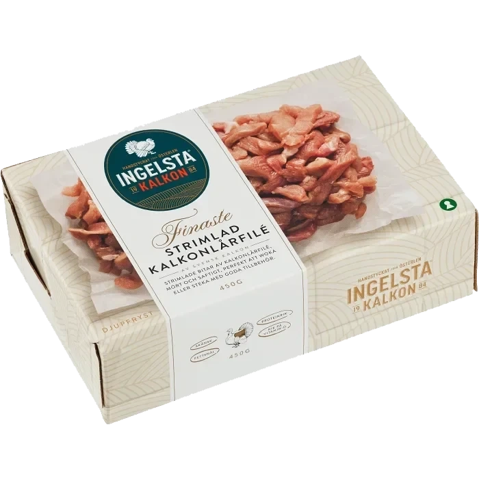 Kalkonlårfilé strimlad Fryst 450g Ingelsta Kalkon