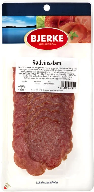 Rødvinsalami Skåret