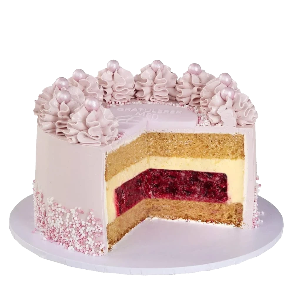 Hancock ostekake med bringebærfyll