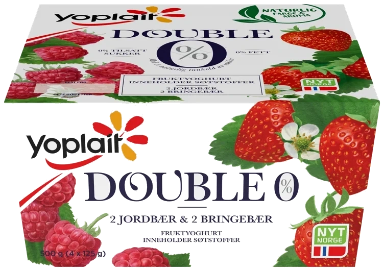 Yoplait Double Jordbær&Bringebær 4x125g