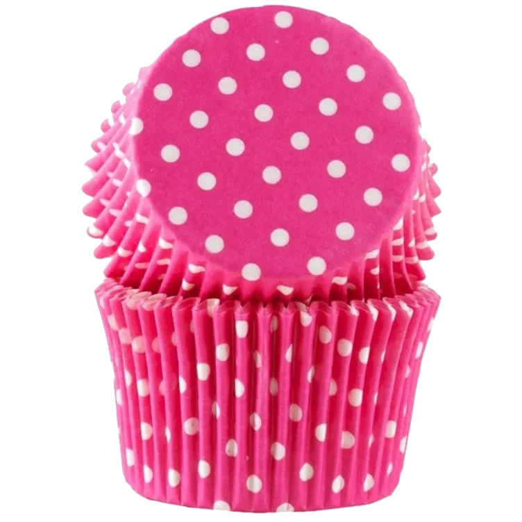 Muffinsformer Polkadott Mørk Rosa 30stk Cacas
