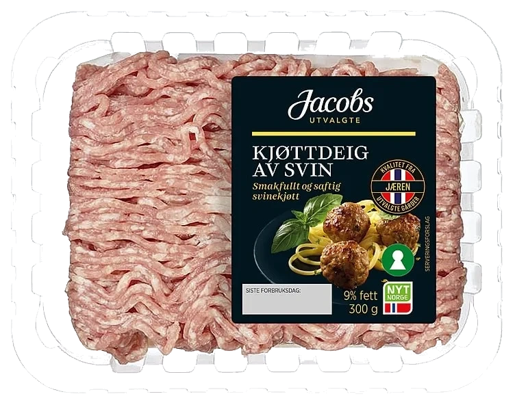Kjøttdeig Svin 9% u/Salt og Vann 300g Jacobs