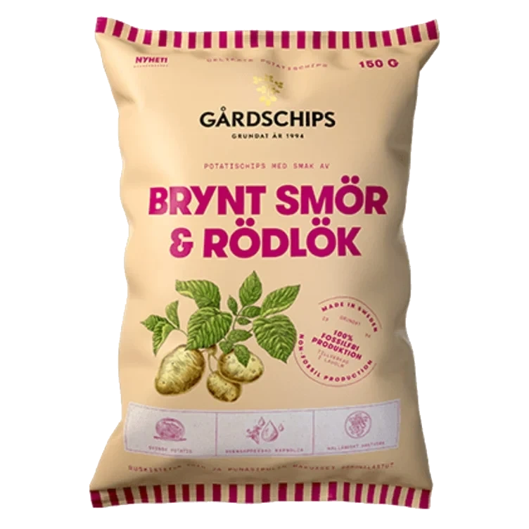 Gårdschips Brynt Smør&Rødløk 150g